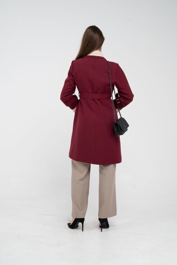 Kuşaklı Çift Düğmeli Kadın Trençkot 8063 - 27