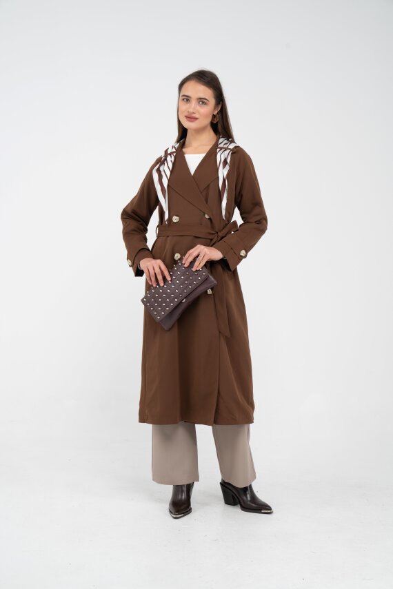 Kuşaklı Çift Düğmeli Kadın Trençkot 8086 - 2