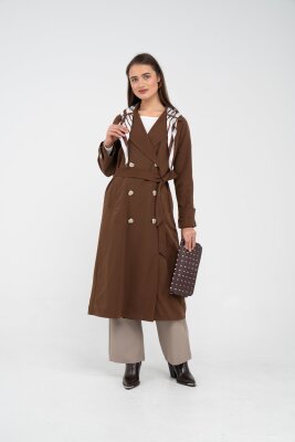 Kuşaklı Çift Düğmeli Kadın Trençkot 8086 - 3