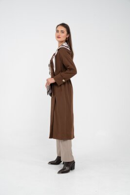 Kuşaklı Çift Düğmeli Kadın Trençkot 8086 - 5