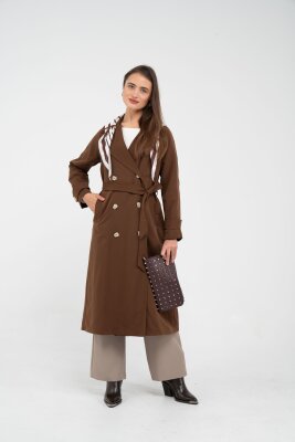 Kuşaklı Çift Düğmeli Kadın Trençkot 8086 - 7