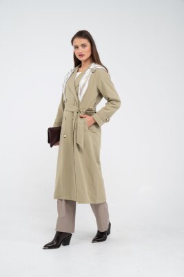 Kuşaklı Çift Düğmeli Kadın Trençkot 8086 - 11