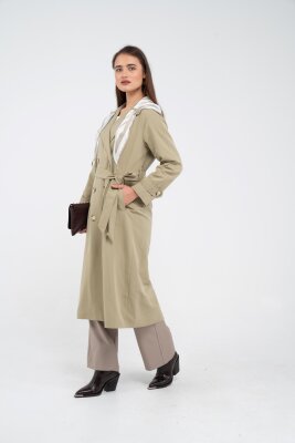 Kuşaklı Çift Düğmeli Kadın Trençkot 8086 - 12