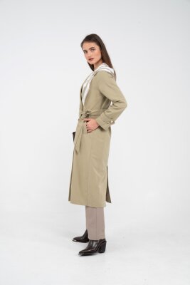 Kuşaklı Çift Düğmeli Kadın Trençkot 8086 - 13