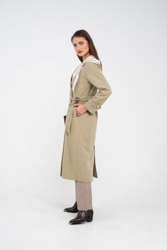Kuşaklı Çift Düğmeli Kadın Trençkot 8086 - 13