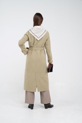 Kuşaklı Çift Düğmeli Kadın Trençkot 8086 - 16