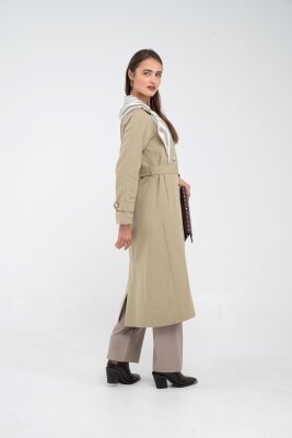 Kuşaklı Çift Düğmeli Kadın Trençkot 8086 - 14