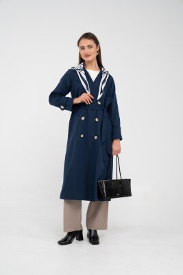 Kuşaklı Çift Düğmeli Kadın Trençkot 8086 - 17