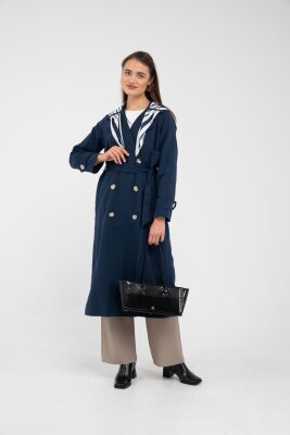 Kuşaklı Çift Düğmeli Kadın Trençkot 8086 - 18