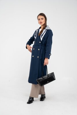 Kuşaklı Çift Düğmeli Kadın Trençkot 8086 - 24