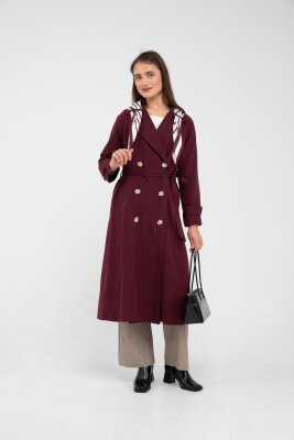 Kuşaklı Çift Düğmeli Kadın Trençkot 8086 - 26