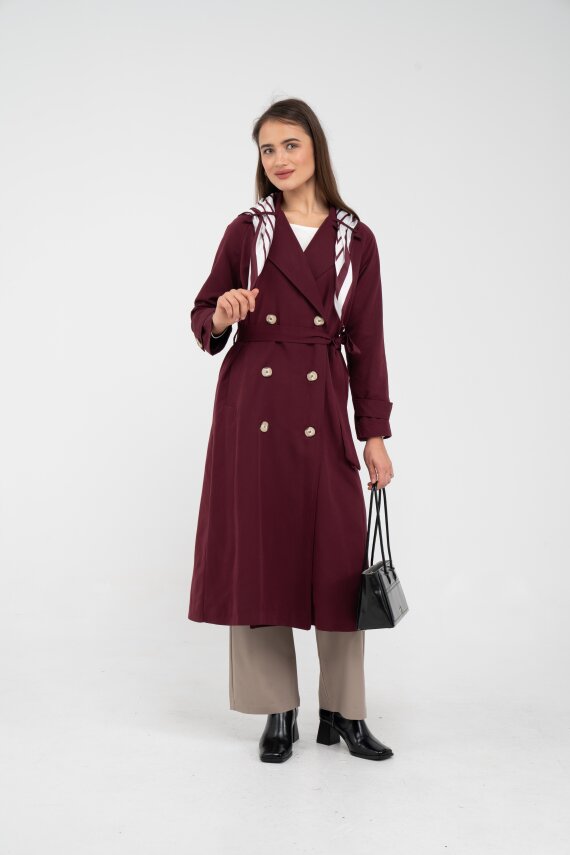 Kuşaklı Çift Düğmeli Kadın Trençkot 8086 - 26