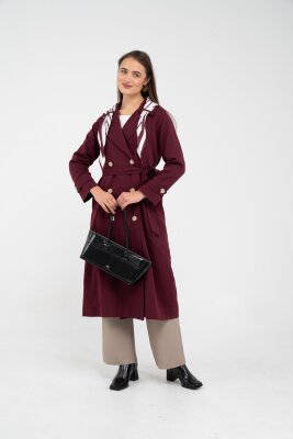 Kuşaklı Çift Düğmeli Kadın Trençkot 8086 - 27