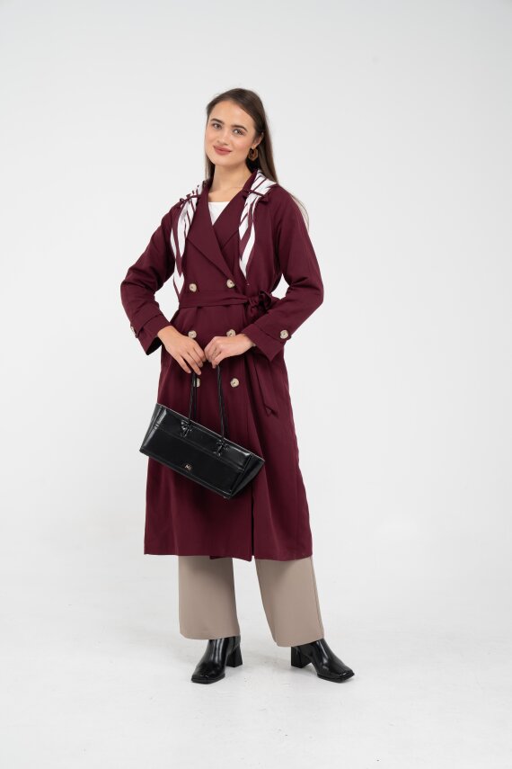 Kuşaklı Çift Düğmeli Kadın Trençkot 8086 - 27