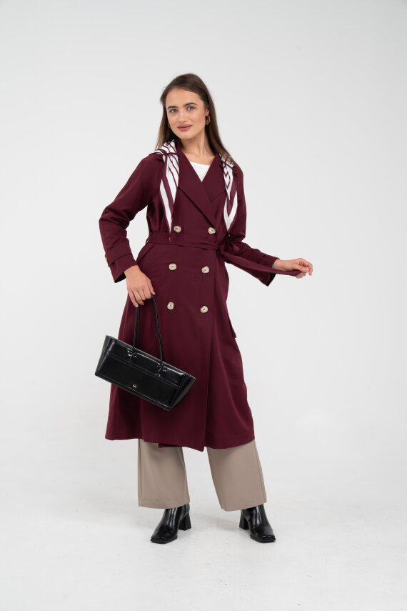 Kuşaklı Çift Düğmeli Kadın Trençkot 8086 - 29
