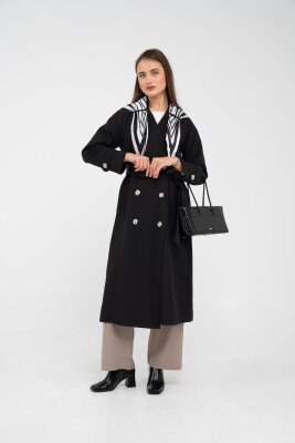 Kuşaklı Çift Düğmeli Kadın Trençkot 8086 - 34
