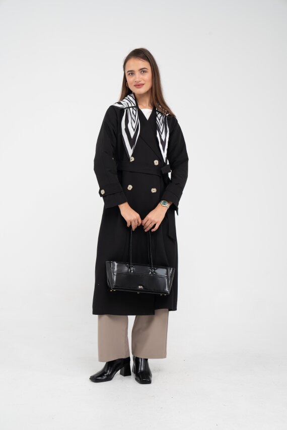 Kuşaklı Çift Düğmeli Kadın Trençkot 8086 - 36