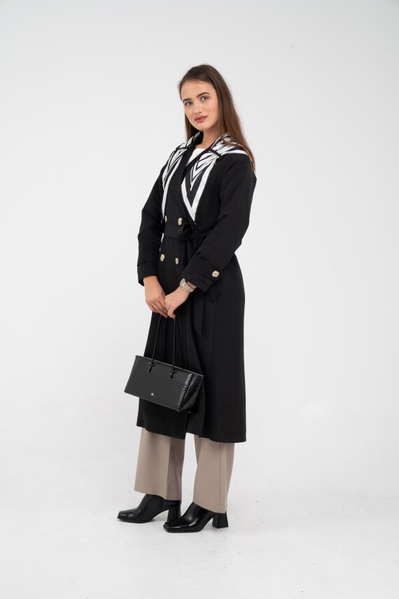 Kuşaklı Çift Düğmeli Kadın Trençkot 8086 - 37