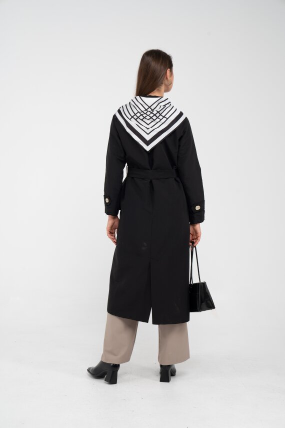 Kuşaklı Çift Düğmeli Kadın Trençkot 8086 - 42