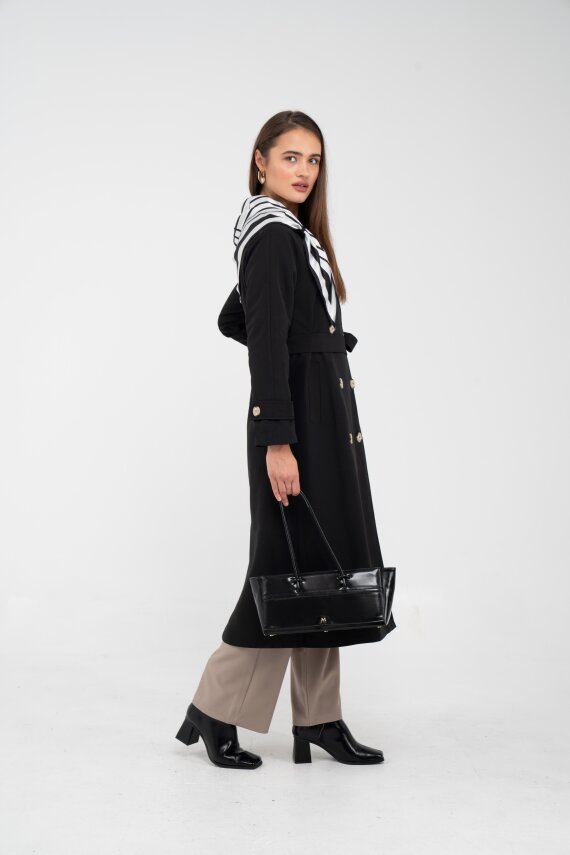 Kuşaklı Çift Düğmeli Kadın Trençkot 8086 - 39