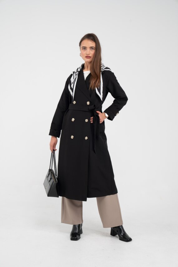 Kuşaklı Çift Düğmeli Kadın Trençkot 8086 - 41