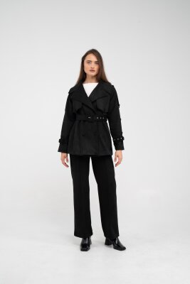 Kuşaklı Çift Düğmeli Süet Dokulu Kadın Takım 1761 - 20