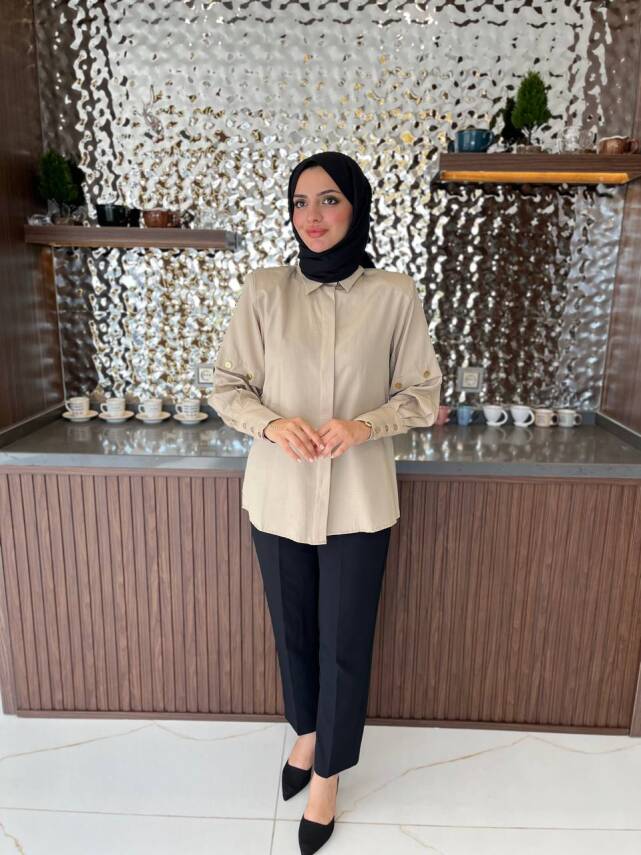 Metal Aksesurlı Basıc Gömlek GMK08009 - 18