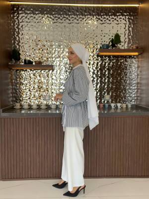 Nakış Detaylı Bel Bağlamalı Kol Lastik Basıc Gömlek - 12