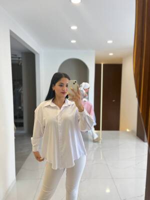 Sırt Dekolteli Oversize Basic Gömlek GMK08002 - 2