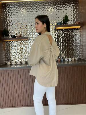 Sırt Dekolteli Oversize Basic Gömlek GMK08002 - 3