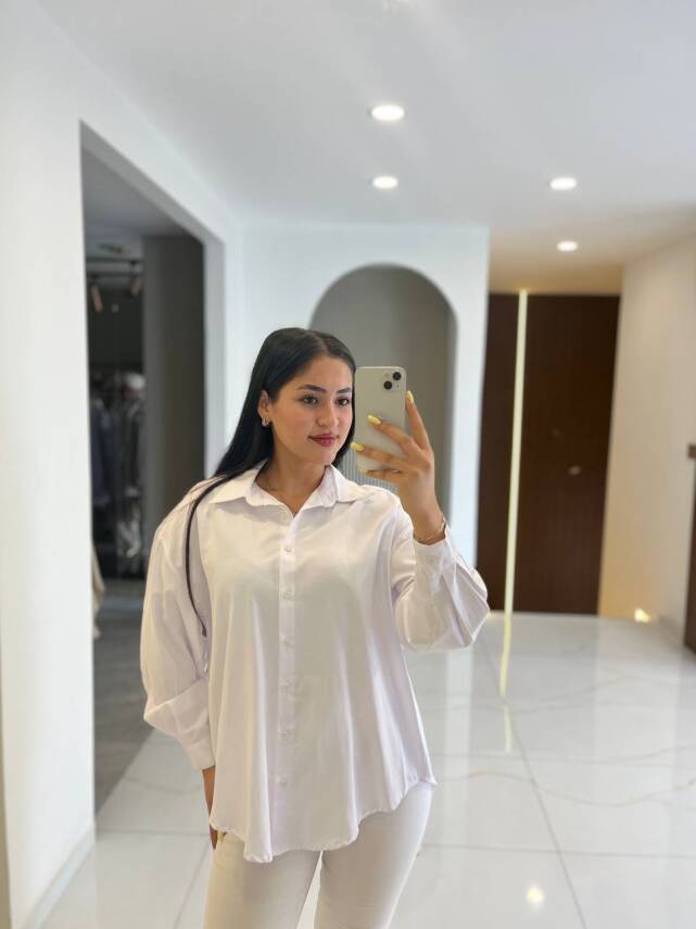 Sırt Dekolteli Oversize Basic Gömlek GMK08002 - 5