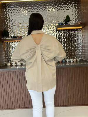 Sırt Dekolteli Oversize Basic Gömlek GMK08002 - 6