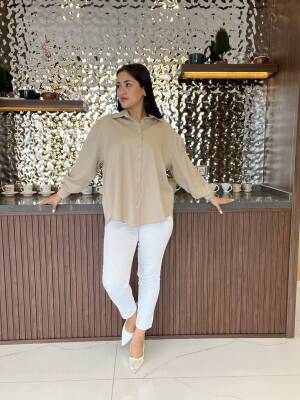 Sırt Dekolteli Oversize Basic Gömlek GMK08002 - 8