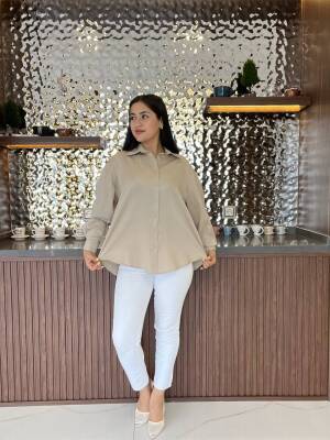 Sırt Dekolteli Oversize Basic Gömlek GMK08002 - 10
