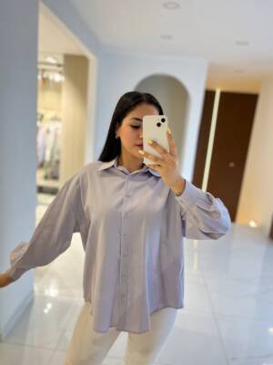 Sırt Dekolteli Oversize Basic Gömlek GMK08002 - 12