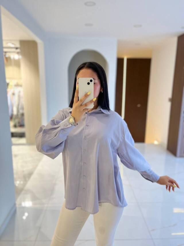Sırt Dekolteli Oversize Basic Gömlek GMK08002 - 13