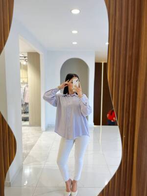 Sırt Dekolteli Oversize Basic Gömlek GMK08002 - 14