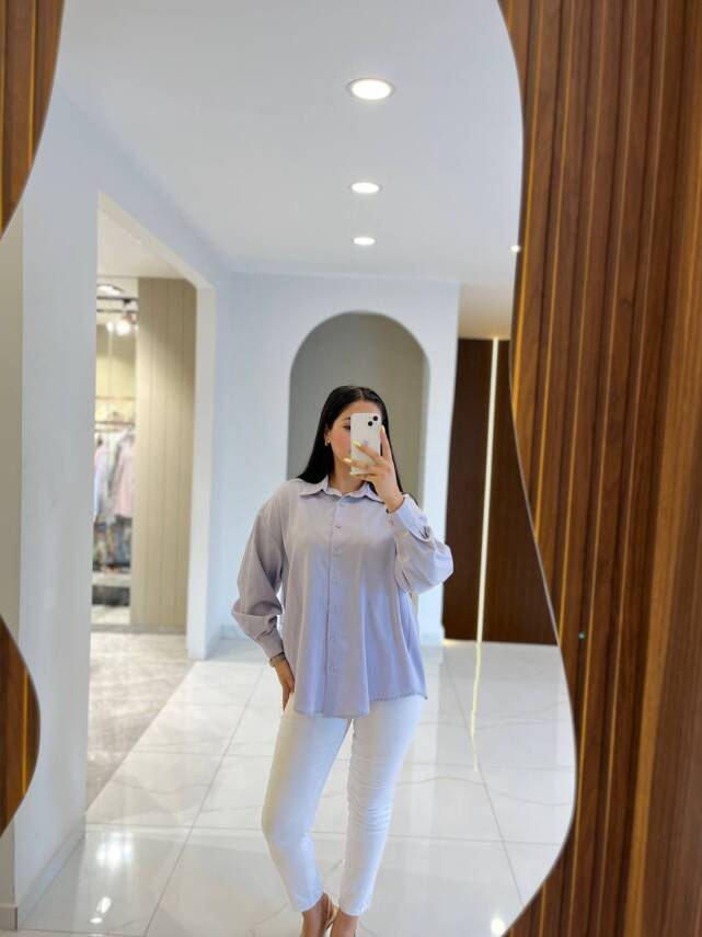 Sırt Dekolteli Oversize Basic Gömlek GMK08002 - 15
