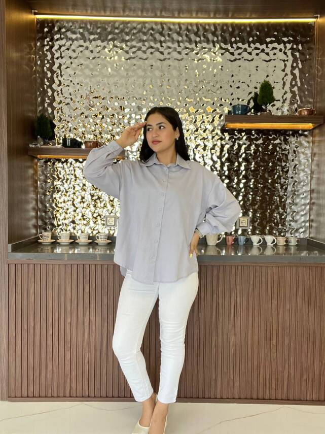 Sırt Dekolteli Oversize Basic Gömlek GMK08002 - 17