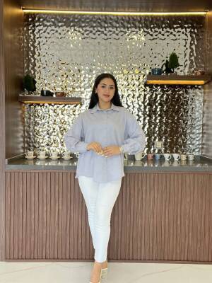 Sırt Dekolteli Oversize Basic Gömlek GMK08002 - 19