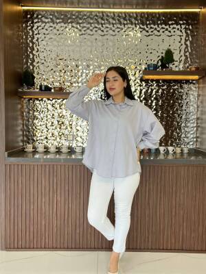 Sırt Dekolteli Oversize Basic Gömlek GMK08002 - 21