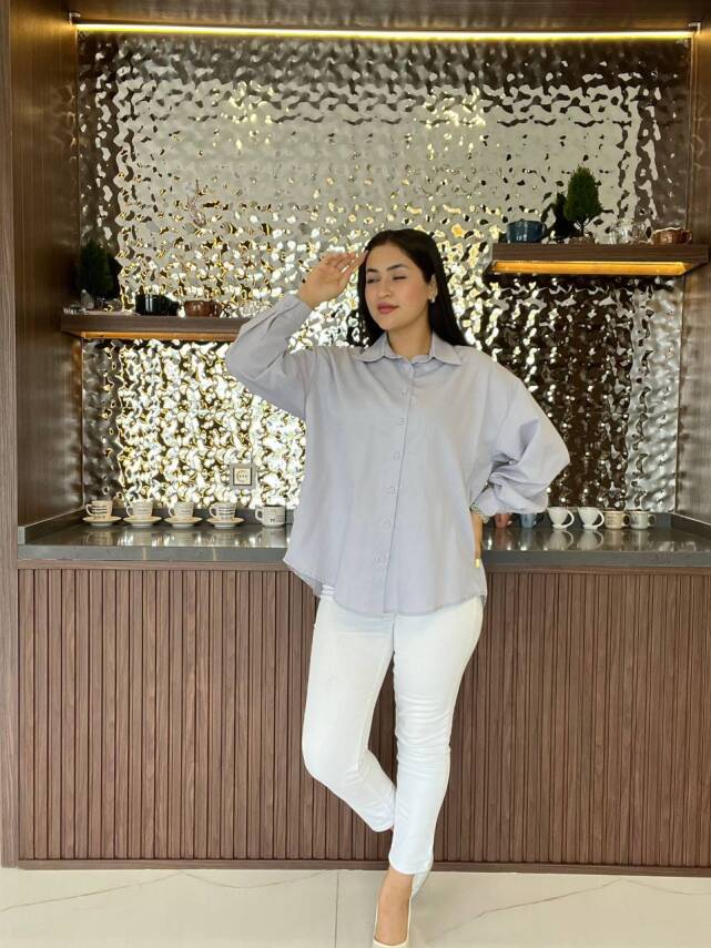 Sırt Dekolteli Oversize Basic Gömlek GMK08002 - 21