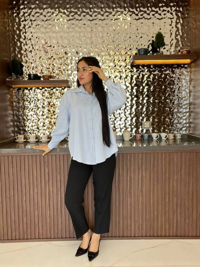 Sırt Dekolteli Oversize Basic Gömlek GMK08002 - 26