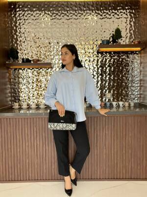 Sırt Dekolteli Oversize Basic Gömlek GMK08002 - 27