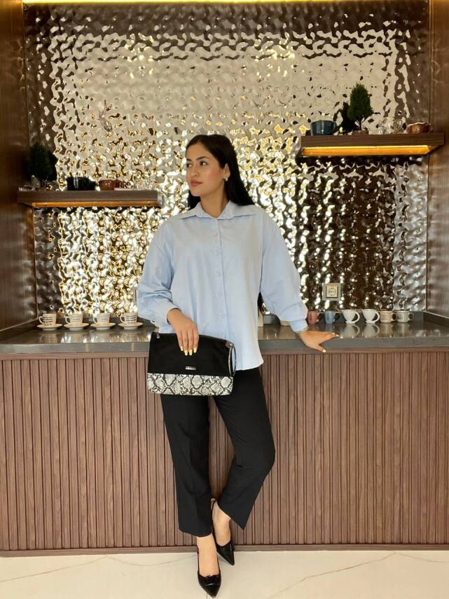 Sırt Dekolteli Oversize Basic Gömlek GMK08002 - 27