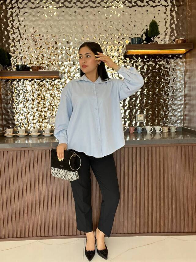 Sırt Dekolteli Oversize Basic Gömlek GMK08002 - 28