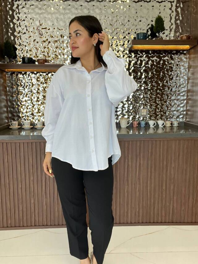 Sırt Dekolteli Oversize Basic Gömlek GMK08002 - 30