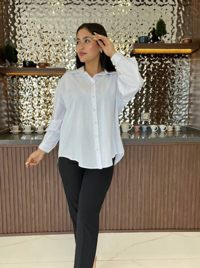 Sırt Dekolteli Oversize Basic Gömlek GMK08002 - 31