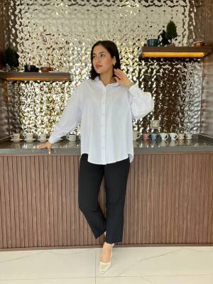 Sırt Dekolteli Oversize Basic Gömlek GMK08002 - 34