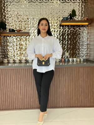 Sırt Dekolteli Oversize Basic Gömlek GMK08002 - 35